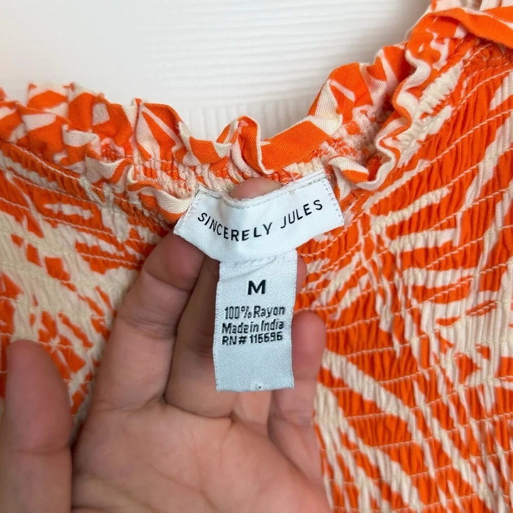 SINCERELY JULES tropical leaf print maxi dress eyelet trim